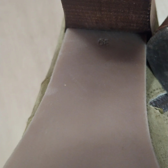 Anthropologie Holding Horses Olive Green suede Heels Bootie Size-39 US 8.5-9 - Picture 8 of 10